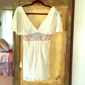 Bohemian lace cream cocktail dress
